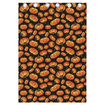 Orange Halloween Pumpkin Pattern Print Curtain