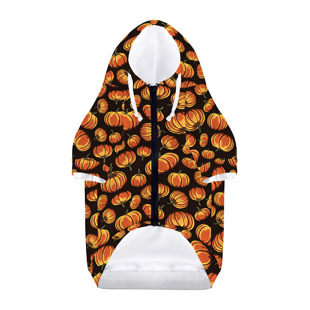 Orange Halloween Pumpkin Pattern Print Dog Zip Up Hoodie