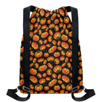Orange Halloween Pumpkin Pattern Print Drawstring Backpack