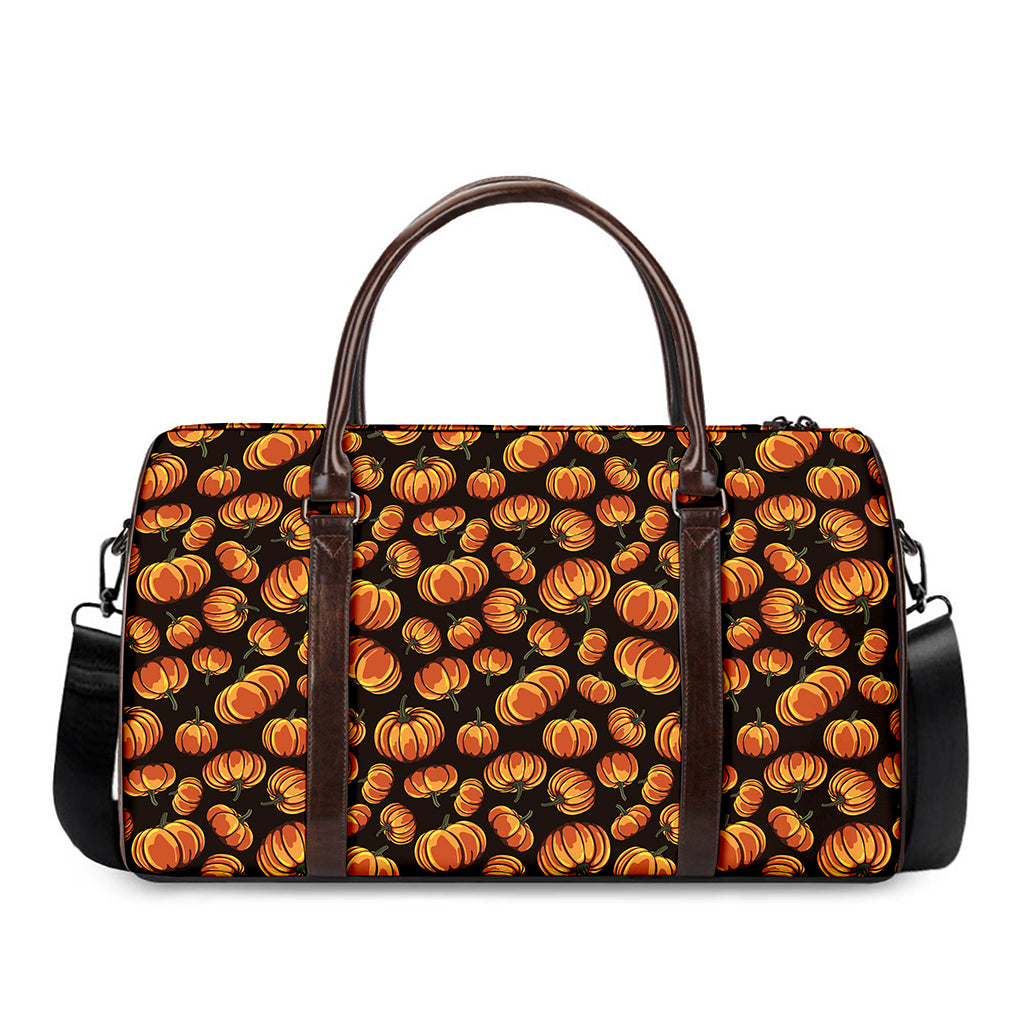 Orange Halloween Pumpkin Pattern Print Duffle Bag