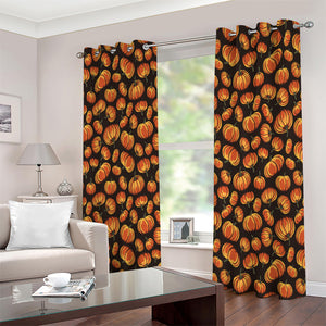 Orange Halloween Pumpkin Pattern Print Extra Wide Grommet Curtains