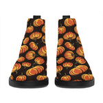 Orange Halloween Pumpkin Pattern Print Flat Ankle Boots