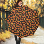 Orange Halloween Pumpkin Pattern Print Foldable Umbrella