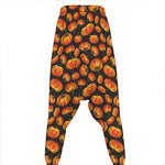 Orange Halloween Pumpkin Pattern Print Hammer Pants