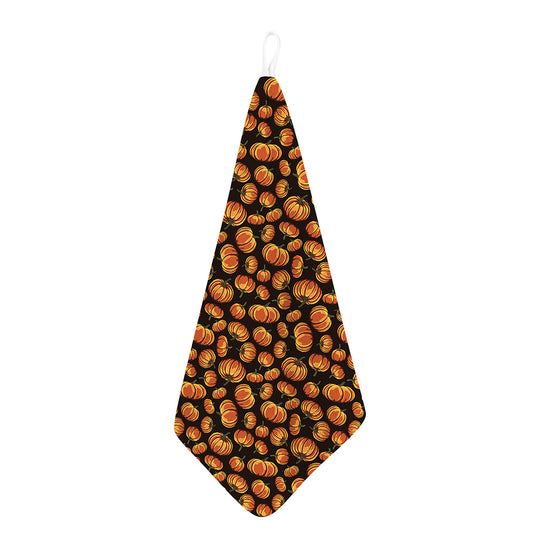 Orange Halloween Pumpkin Pattern Print Hand Towel