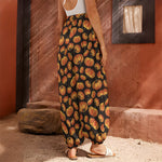 Orange Halloween Pumpkin Pattern Print Harem Pants