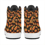 Orange Halloween Pumpkin Pattern Print High Top Leather Sneakers