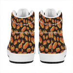 Orange Halloween Pumpkin Pattern Print High Top Leather Sneakers