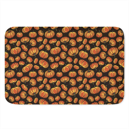 Orange Halloween Pumpkin Pattern Print Indoor Door Mat