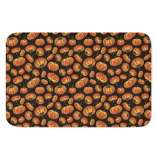 Orange Halloween Pumpkin Pattern Print Indoor Door Mat