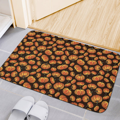 Orange Halloween Pumpkin Pattern Print Indoor Door Mat