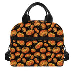 Orange Halloween Pumpkin Pattern Print Insulated Lunch Bag