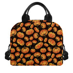 Orange Halloween Pumpkin Pattern Print Insulated Lunch Bag