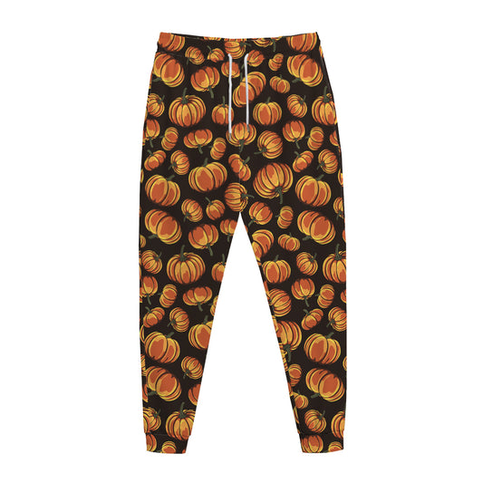 Orange Halloween Pumpkin Pattern Print Jogger Pants