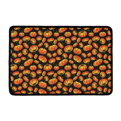Orange Halloween Pumpkin Pattern Print Kitchen Mat