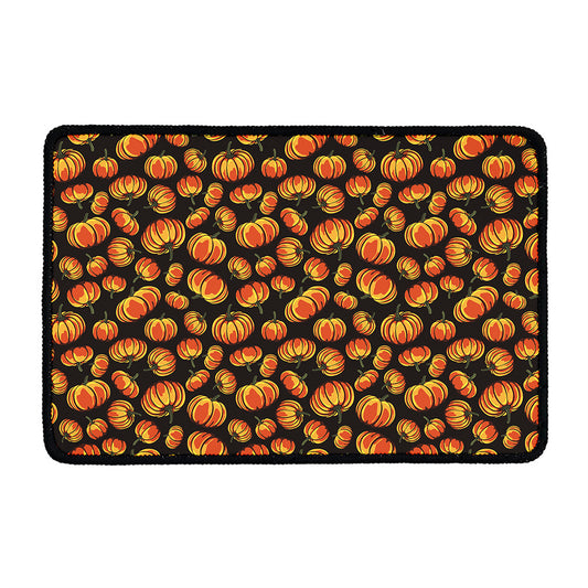 Orange Halloween Pumpkin Pattern Print Kitchen Mat