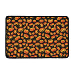 Orange Halloween Pumpkin Pattern Print Kitchen Mat