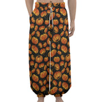 Orange Halloween Pumpkin Pattern Print Lantern Pants