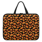Orange Halloween Pumpkin Pattern Print Laptop Sleeve With Handle