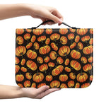 Orange Halloween Pumpkin Pattern Print Leather Bible Cover
