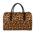 Orange Halloween Pumpkin Pattern Print Leather Duffel Bag