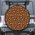 Orange Halloween Pumpkin Pattern Print Leather Spare Tire Cover