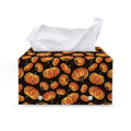 Orange Halloween Pumpkin Pattern Print Leather Tissue Box Cover