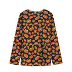 Orange Halloween Pumpkin Pattern Print Long Sleeve Short Coat