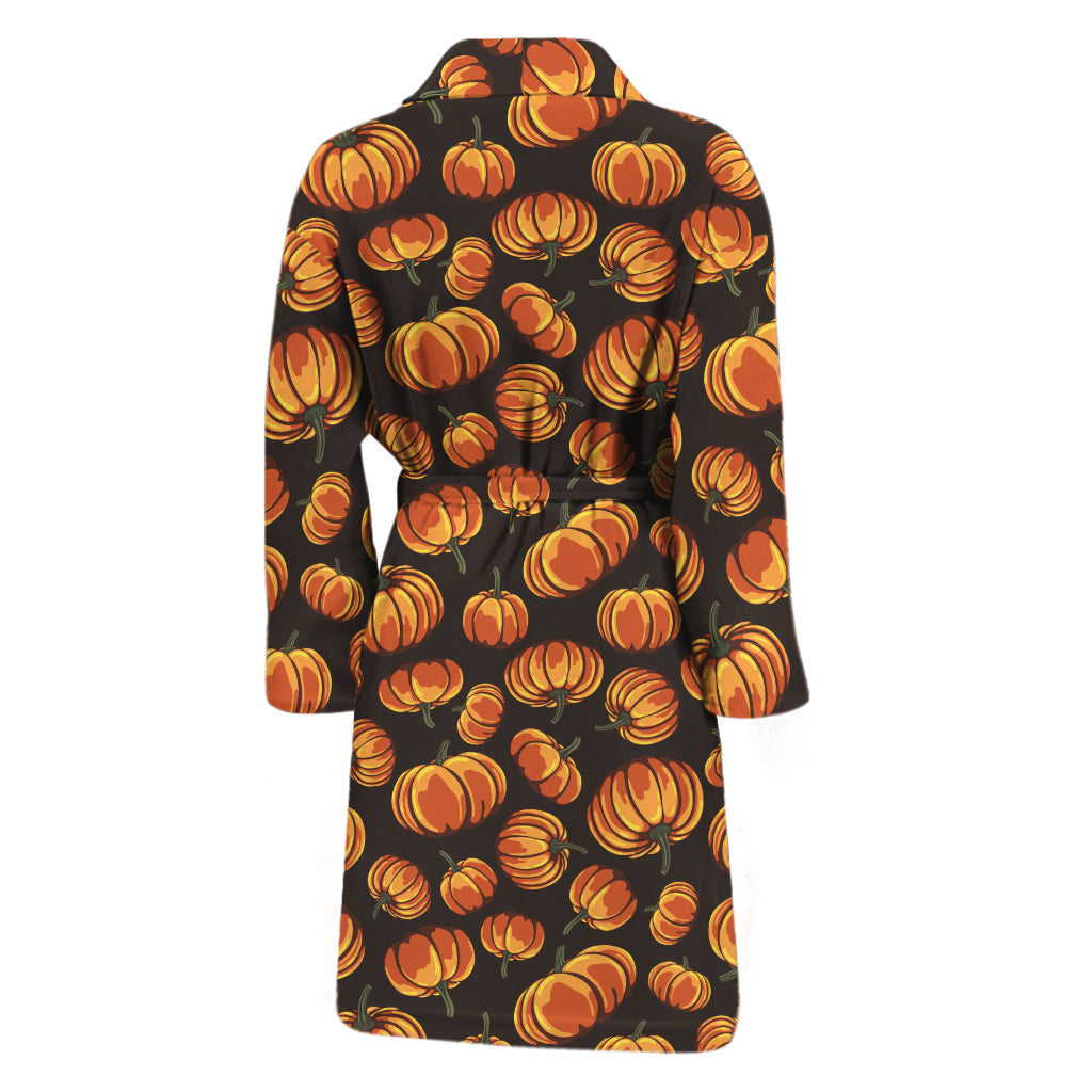 Orange Halloween Pumpkin Pattern Print Men's Bathrobe