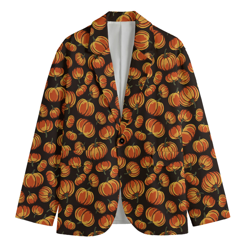 Orange Halloween Pumpkin Pattern Print Men's Blazer