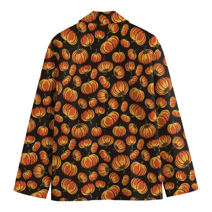 Orange Halloween Pumpkin Pattern Print Men's Blazer