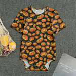 Orange Halloween Pumpkin Pattern Print Men's Bodysuit