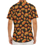 Orange Halloween Pumpkin Pattern Print Men's Deep V-Neck Shirt