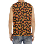 Orange Halloween Pumpkin Pattern Print Men's Fitness Tank Top
