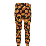 Orange Halloween Pumpkin Pattern Print Men's leggings