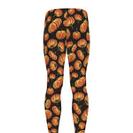 Orange Halloween Pumpkin Pattern Print Men's leggings