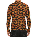 Orange Halloween Pumpkin Pattern Print Men's Long Sleeve Rash Guard