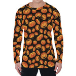 Orange Halloween Pumpkin Pattern Print Men's Long Sleeve T-Shirt