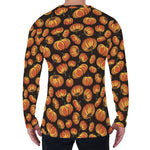 Orange Halloween Pumpkin Pattern Print Men's Long Sleeve T-Shirt