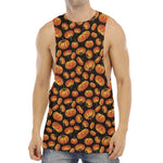 Orange Halloween Pumpkin Pattern Print Men's Muscle Tank Top