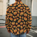 Orange Halloween Pumpkin Pattern Print Men's Shirt Jacket