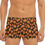 Orange Halloween Pumpkin Pattern Print Men's Short Boxer Briefs