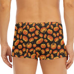 Orange Halloween Pumpkin Pattern Print Men's Short Boxer Briefs
