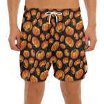 Orange Halloween Pumpkin Pattern Print Men's Split Running Shorts
