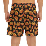 Orange Halloween Pumpkin Pattern Print Men's Split Running Shorts