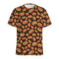 Orange Halloween Pumpkin Pattern Print Men's Athletic T-Shirt