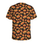 Orange Halloween Pumpkin Pattern Print Men's Sports T-Shirt