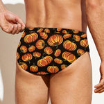 Orange Halloween Pumpkin Pattern Print Men's Swim Briefs