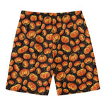 Orange Halloween Pumpkin Pattern Print Men's Swim Trunks