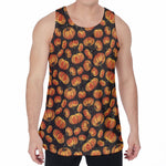 Orange Halloween Pumpkin Pattern Print Men's Velvet Tank Top